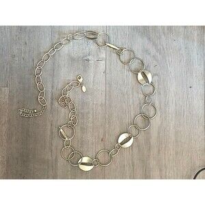 Chico’s Gold Tone Chain Belt 38” Adjustable Lobster Clasp Modern Link Style